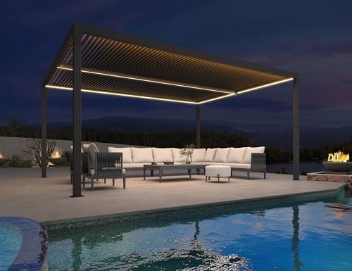 PURPLE LEAF 94AS Louvered Pergola Accessory Integrated LED Strip Lights Only for 12' X 16' 94AS, Not Pergola