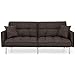 Best Choice Products Living Room Convertible Linen Fabric Tufted Splitback Sleeper Plush Futon Couch Furniture w/ Pillows - Brown