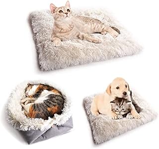 2 in 1 bed for cat Fluffy Plush Cat Mat Pet Bed Pad Pet Bed for kitten Small Dogs Cat mattress dog bed autumn and winter Pet bed fluffy cat sofa Washable cat blanket for Indoor Warm Cat Cushion Bed