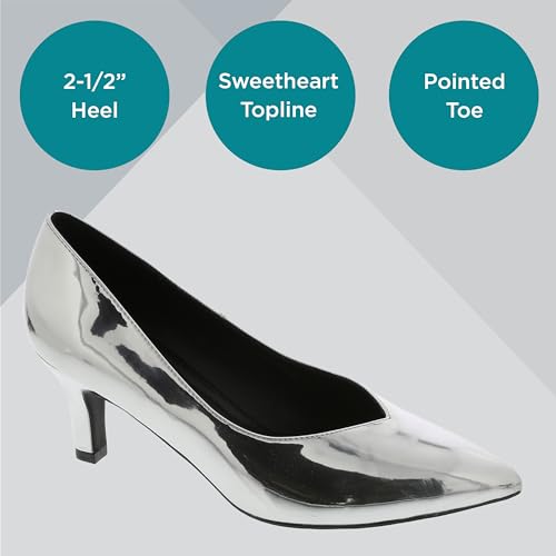 Masseys Women's Brianne Pointed Toe Low Heel Pump, 12 M (Medium), Chrome3