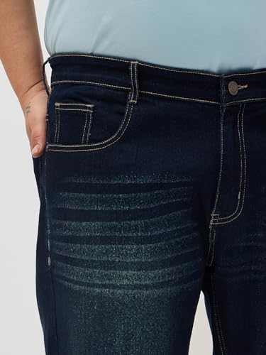Image of Urbano Plus Men's Regular Fit Heavy Washed Denim Jeans Stretchable