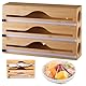 imposyu Frischhaltefolie Abroller Holz 3 in 1 Frischhaltefolienspender Alufolienspender und Frischhalte Folienschneider Küche 34x23x7cm für Küche Organizer