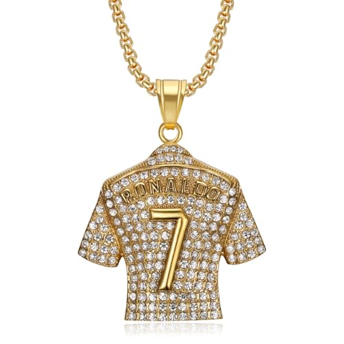 MayiaHey Number 7 Soccer Jersey Pendant No. 7 Jersey Soccer Necklace for Men Gold Number Football Necklace Rock Football Player Charm Jewelry
