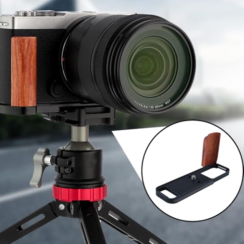 Placa de liberación rápida Ubric X-E5 en L con mango de madera para trípodes Arca 6