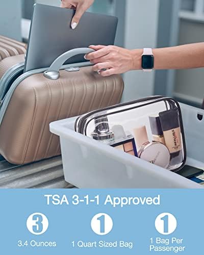 BAGSMART Clear Toiletry Bag 2-Pack TSA Approved Water-Repellent, Black - 2