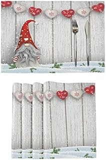 Christmas Placemats Set of 6 Christmas Gnome Table Mats for Dining Tables Burlap Double Sided