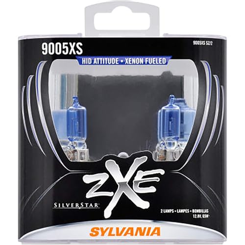 SYLVANIA - 9005XS (HB3A) SilverStar zXe High Performance Halogen Headlight Bulb - Bright White Light Output, HID Attitude, Xenon Fueled Technology (Contains 2 Bulbs)