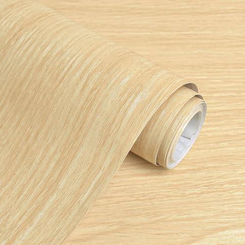 Fititem Wood Grain Contact Paper Light Natural Wood Wallpaper Peel and Stick Faux Oak Bamboo Contact Paper for Cabinets and Drawers Self Adhesive Waterproof Wallpaper Kitchen Shelf Desk 118inL 17.3inW