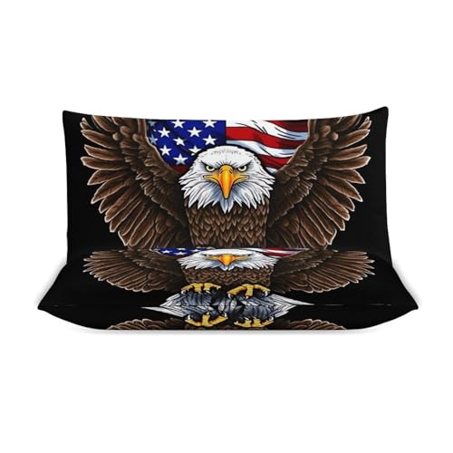 Parure de lit motif aigle US en microfibre réversible 228x228 cm avec 2 taies d'oreiller