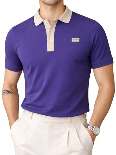 Image of Veirdo Men's Polo T-Shirt Regular Fit, Half Sleeve Contrast Collar Tee, Solid Color Summer Wear, Comfortable Travel, Casual & Office Styling (Sizes S-2XL)