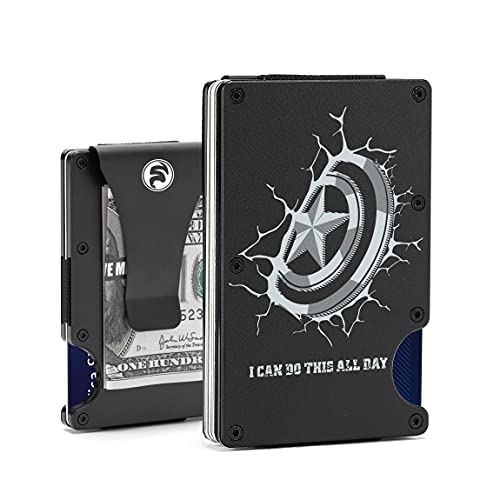 Portefeuille minimaliste en métal pour homme - Portefeuille en aluminium avec blocage RFID - Poche avant fine gravée - I Can Do This All Day - Porte-cartes tactique pour voyage et affaires Cover