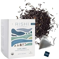 Rishi Tea Earl Grey Organic Black Sachet Tea Bags, Caffeinated, 15ct | Energizing Black Tea Blend, Bergamot Essential Oil, Sustainable, 15 Servings