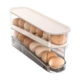 エッグホルダー 卵ケース 二段 ローリング式 卵収納ケース 冷蔵庫整理 透明 省スペース 卵ラック 卵ホルダー 大容量 キッチンストッカー (1個入り)