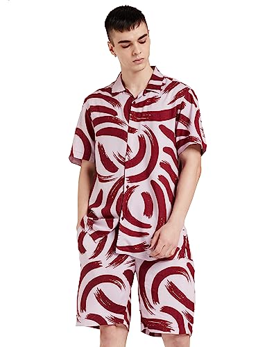 Image of Amazon Brand - INKAST Men's Geometric Printed Half Sleeve Viscose Shirt /Co-Ord Sets (Regular Fit)