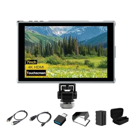 FEELWORLD FW759 Pro 7 pollici Monitor da campo touchscreen con batteria 4400 mAh, 4K IPS HDMI risoluzione 1280 x 800 formato 9:16 indicatore di messa a fuoco e ingresso/uscita video Full HD