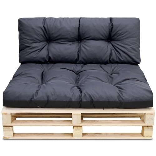Amazinggirl Palettenkissen Outdoor Kissen Sitzkissen 120x80 cm - Auflagen für Paletten Europaletten Palettensofa und Palettenmöbel Palettenpolster Outdoorkissen Gartenkissen Graphit