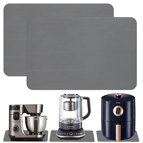 Kaffeemaschine Unterlage,Kaffeemaschinen Unterlagen Rutschfest, Kaffeevollautomat Unterlage,Silikonmatte Kaffeemaschine fürr Haushalt, Küche, Büro,2 Stücke 30x40cm Dunkelgrau