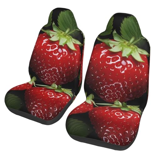 Housses de siège de voiture universelles en tissu rouge fraise pour deux sièges avant