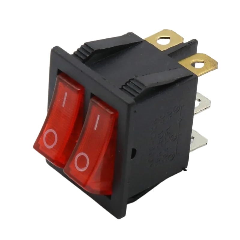Double interrupteur à bascule KCD2 6 broches ON-OFF 20A avec voyant rouge vert