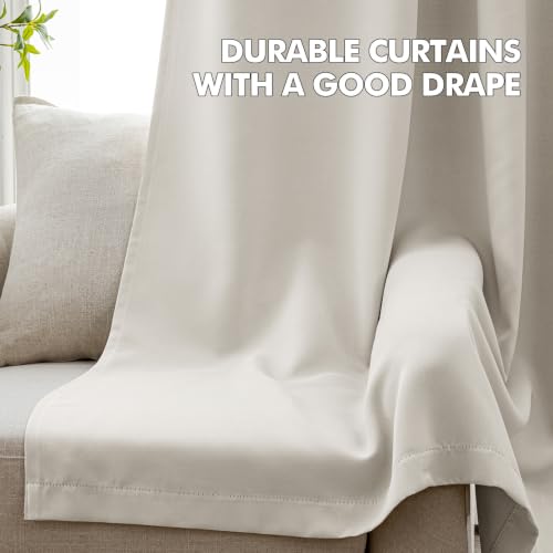 Image of MIULEE Ivory Blackout Bedroom Curtains Drapes 96 Inch Long 52 inchx96 inch | Grommet Top, Room Darkening Window Drapes, Privacy Protection, Thermal Insulated, Heat Blocking, Light Blocking