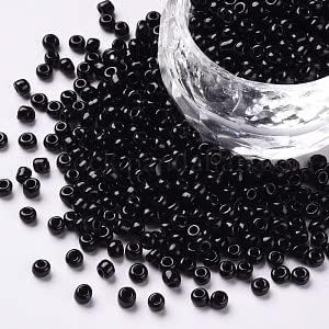 Handicraft Emporium Glass Seed Beads | Round | Black | 3mm | 50g
