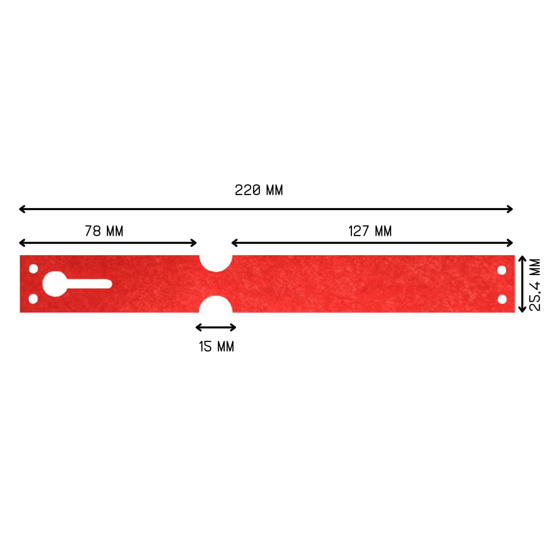 CombiCraft Tyvek Schlaufenetiketten - 220 x 25,4 mm - 1000 Stück - rot - 105 g/m² Tyvek - Geeignet für Matrixdrucker - Beschriftbar - Ideal für verschiedene Sektoren