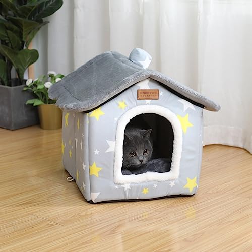 Tuole Foldable Dog House Kennel Bed Mat For Small Medium Dogs Cats,Winter Warm Cat Nest Puppy Cave Sofa Pet Products (Light Gray, L) #TOP4