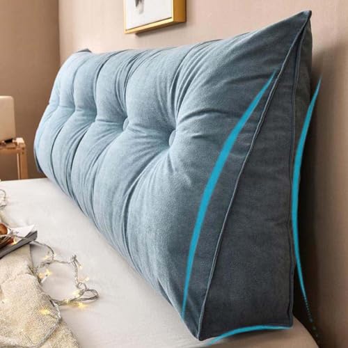 Coussin de tête de lit triangulaire bleu 180cm contre le mal de dos - 8