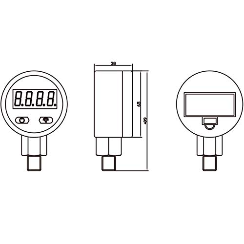 Measureman 2-1/2" Dial, Digital Industrial Pressure Gauge With 1/4"Npt Lower Mount, Stainless Steel Case And Connection, 0-60Psi/Bar, 1%,Battery Powered, With Led Light #TOP6