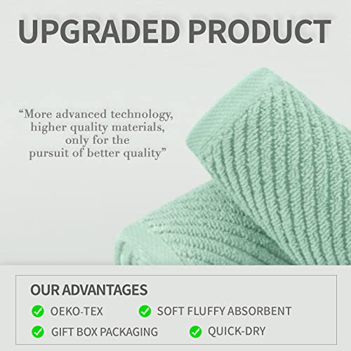 Towels For Bathroom,6 Pieces Gift Set,100% Cotton | Large | Soft | Quick Dry, 2 Bath Towels 30×56Inch, 2 Hand Towels 18×28, 2 Wash Cloths 13×13,College Dorm Room Essentials, Sage | Green #TOP2
