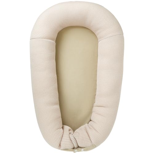 Image of Baby Lounger, Deluxe Infant Lounger, Baby Nest Cover for Baby, Breathable Cotton, Adjustable Baby Floor Seat for Tummy Time, Newborn Essentials for Baby 0-12 Months (Khaki)