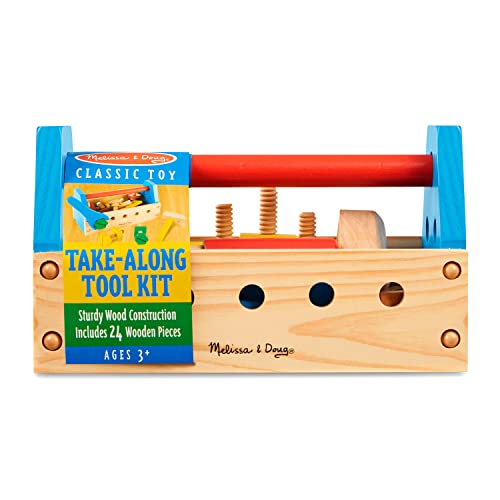 Melissa & Doug Juego de herramientas de madera, Caja de herramientas, Juguetes de construcción, Juguetes educativos de madera, Juguetes de desarrollo, Regalo para niñas y niños de 3 4 5 6 7 años