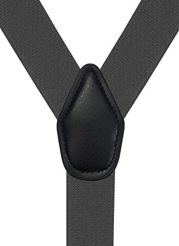 Moulen Men's Y-Back 1.4 Inches Wide Button End Elastic Adjustable Suspenders, Gray #TOP1