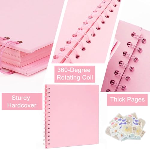 Image of HASTHIP DIY Photo Album Scrapbook 8''x8'', 20-Page Scrap Books for Memories with Coil Binding & Ribbon Closure, Album for Photos Collection, Scrapbook book, Journaling & Handmade Gifts