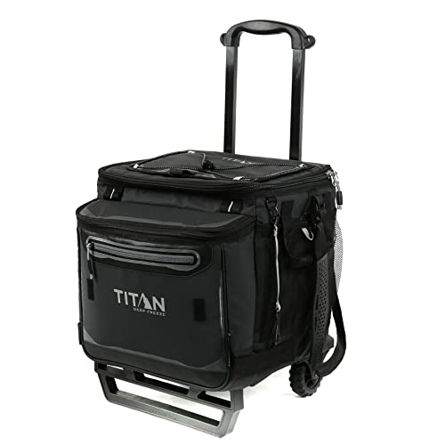 Arctic Zone Titan Deep Freeze Rolling Cooler - High Performance – 60 (50+10) Can Capacity All Terrain Cart, Portable Wheeled Cooler, Black