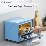 OSAMKO 12.7 QT 6-in-1 Air Fryer Toaster Oven with Steam Infusion, Compact, Fast Preheat, Air Fry, Bake, Roast, Broil, Reheat & Steam, Perfect for Small Contertop, Blue