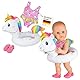 Heless 66 - Schwimm-Set für Puppen, 3 teilig, Motiv Einhorn Henri, Badeanzug, Clogs und Schwimmring, Größe 35 - 45 cm, für Badespaß an heißen Sommertagen