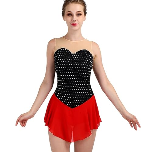 Kmeruoys Figure Skating Dress Women's Girls' Sleeveless Skating Wear Customizable Sizes (Color : Black, Size : Small)