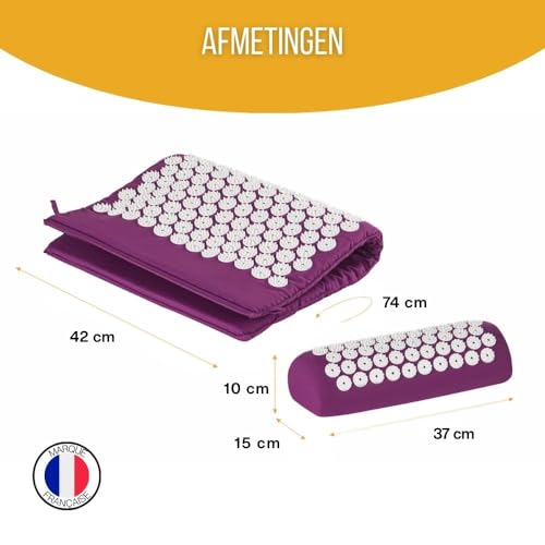 Inphysio - Kit d'Acupression avec Tapis et Coussin de Massage – Relaxation Musculaire, Soulagement du Dos et du Cou, Réduction de la Tension, Bien-Être Général, Hypoallergénique, Prune – Image 6