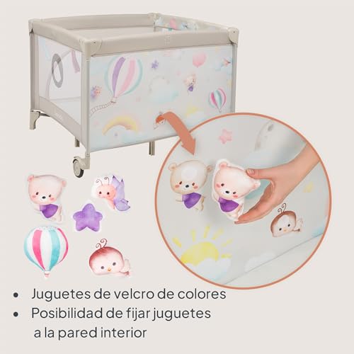 lionelo Parque Infantil 2 en 1 y Cuna de Viaje Mille Plus hasta 15 kg, de 0 a 36 Meses, Entrada Lateral, Colchón 3D, 2 Ruedas con Freno, Plegable, Bolsa de Transporte incluida - imagen 3