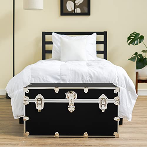 Rhino Trunk & Case Dorm Armor Trunk With Removable Wheels, College, Home & Office Storage 35"X17"X17" (Black) #TOP5