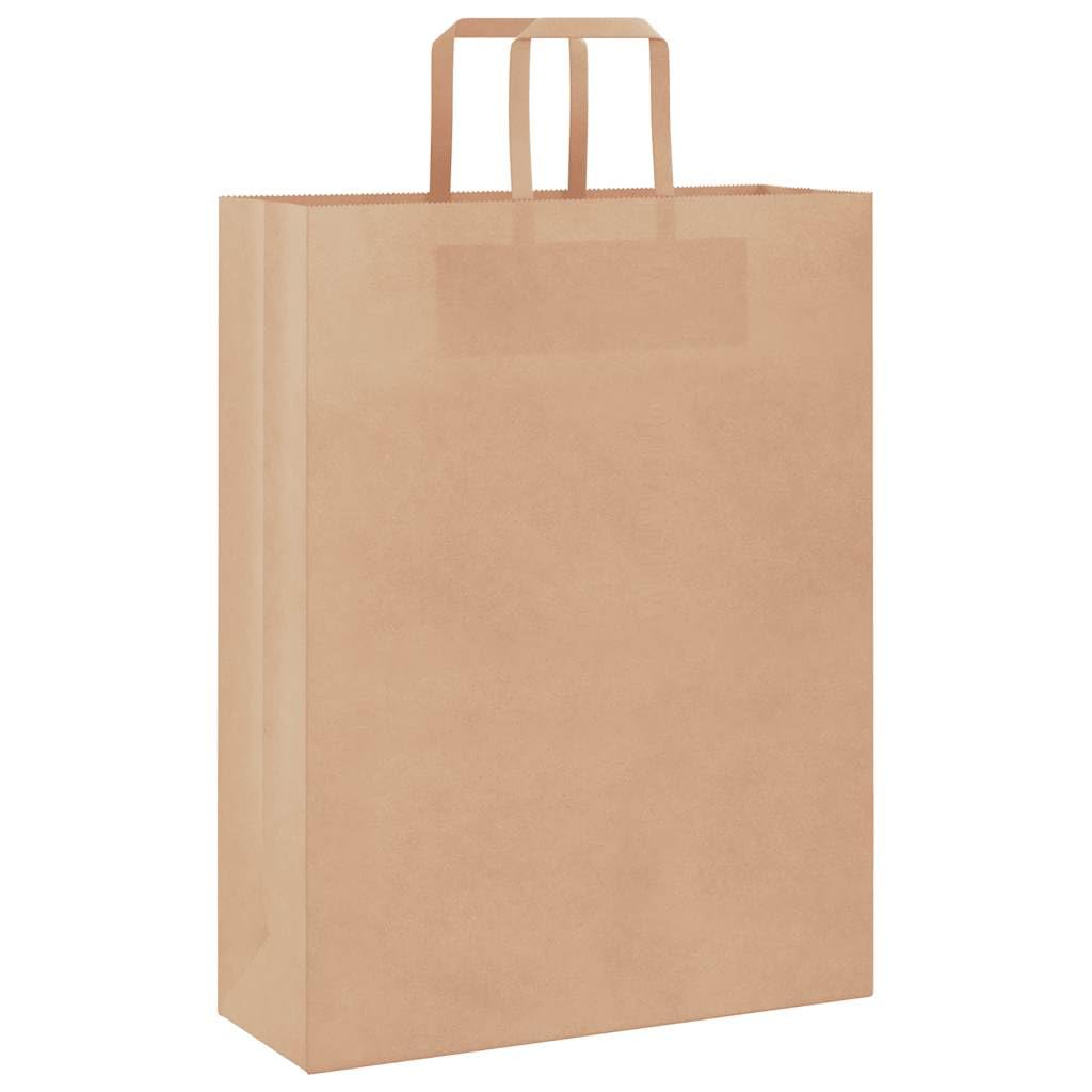 Sacchetti di carta marrone con maniglie, 50 pezzi, 32 x 12 x 42 cm, sacchetto regalo in carta naturale con manico corda, ideale per feste, shopping e imballaggio durevole.