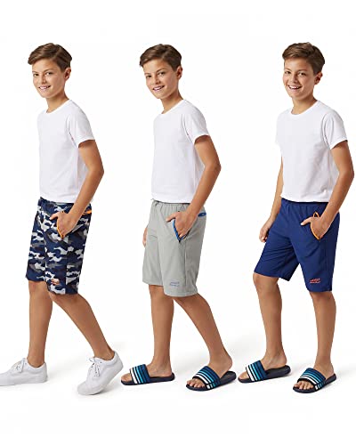 Image of Eddie Bauer Boys' Active Shorts - 3 Pack Quick Dry Athletic Shorts - Hybrid Mesh Performance Shorts for Boys (4-16)