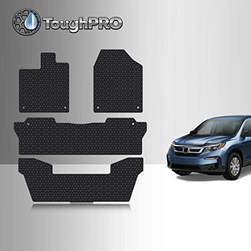 TOUGHPRO Floor Mats Accessories 1st + 2nd + 3rd Row Compatible with Honda Pilot All Weather Heavy Duty (Made in USA) Black Rubber 2016 2017 2018 2019 2022 2022 2022