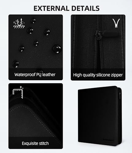 Image of Premium 12 Pocket Card Binder, Holds 480 Cards for MTG TCG Sports Game Cards(Black,12 Pocket)