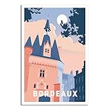 Bordeaux France Cailhau Gate Affiche de voyage vintage Poster décoratif moderne pour chambre à coucher Toile Poster Poster Poster Peinture Mural Art Cadeau