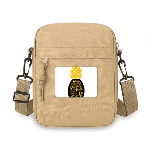 Sac à bandoulière jaune avec citation pour téléphone en balade urbaine et terrasse