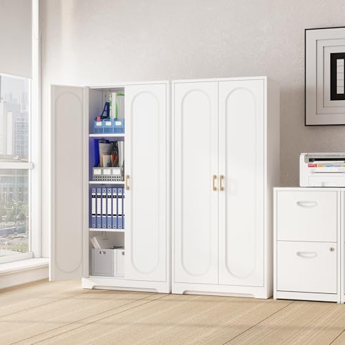 Image of Steeloong 60 inchMetal Pantry Storage Cabinet with Doors & 3 Adjustable Shelves