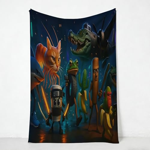 PyrrlicToy Mantas de Franela Acogedora Infantil, Italian Brain Dibujos Animados Manta, Mantas Pelo para Sofa Y Cama Material Suave de Punto de Cartoon Manta 100x120cm