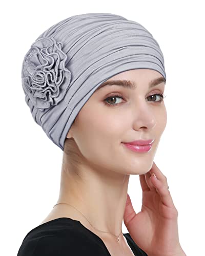 Alnorm Bamboo Hat for Cancer Chemo Women Beautiful Headwraps Light Gray